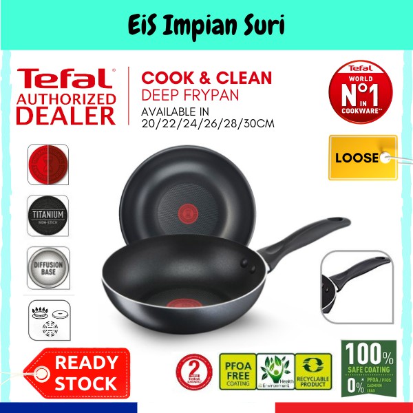 (Ready Stock!!) Tefal Cook & Clean 20/24/26/28/30cm Non Stick Deep