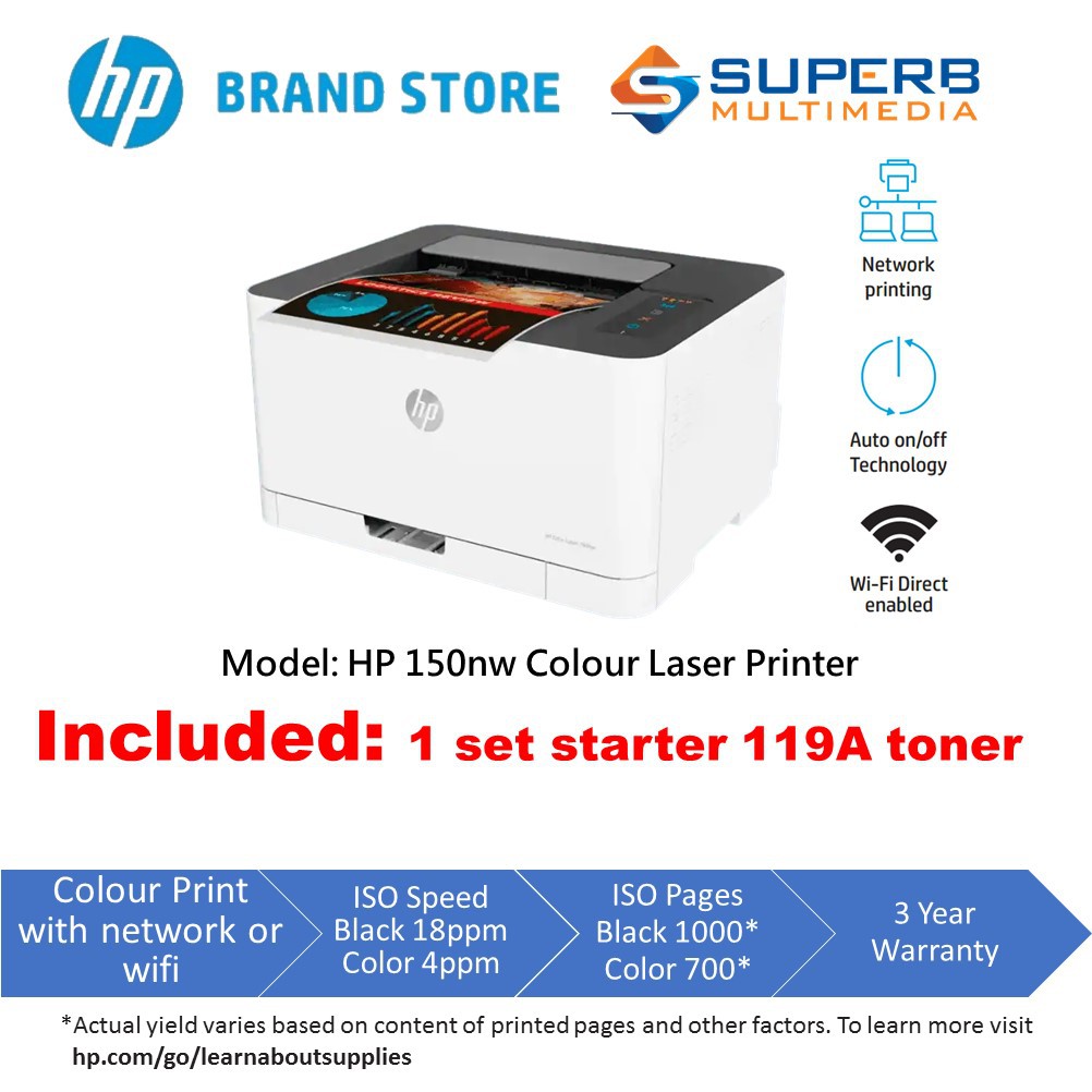 Hp Color Laser 150nw Printer E Wallet T G Grab Rm80 Shopee Malaysia