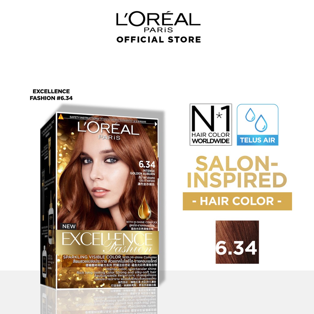 Buy L Oreal Paris Excellence Fashion Hair Color 6 34 Intense Golden Auburn Water Permeable Seetracker Malaysia