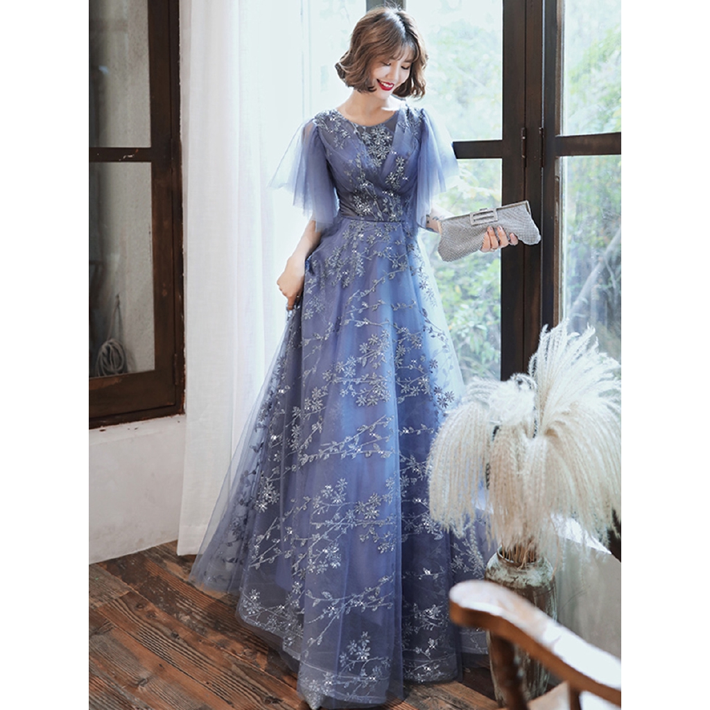 Fairy Blue Lace Girl Graduation Party Formal Dress Women ...