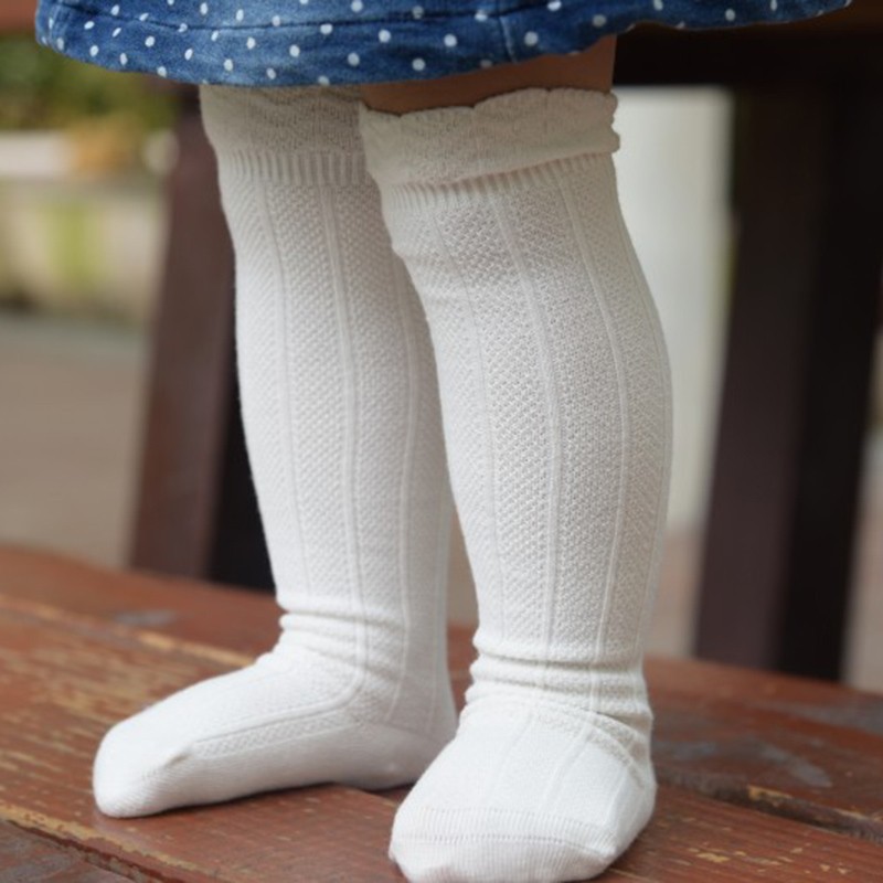 baby boy white knee high socks