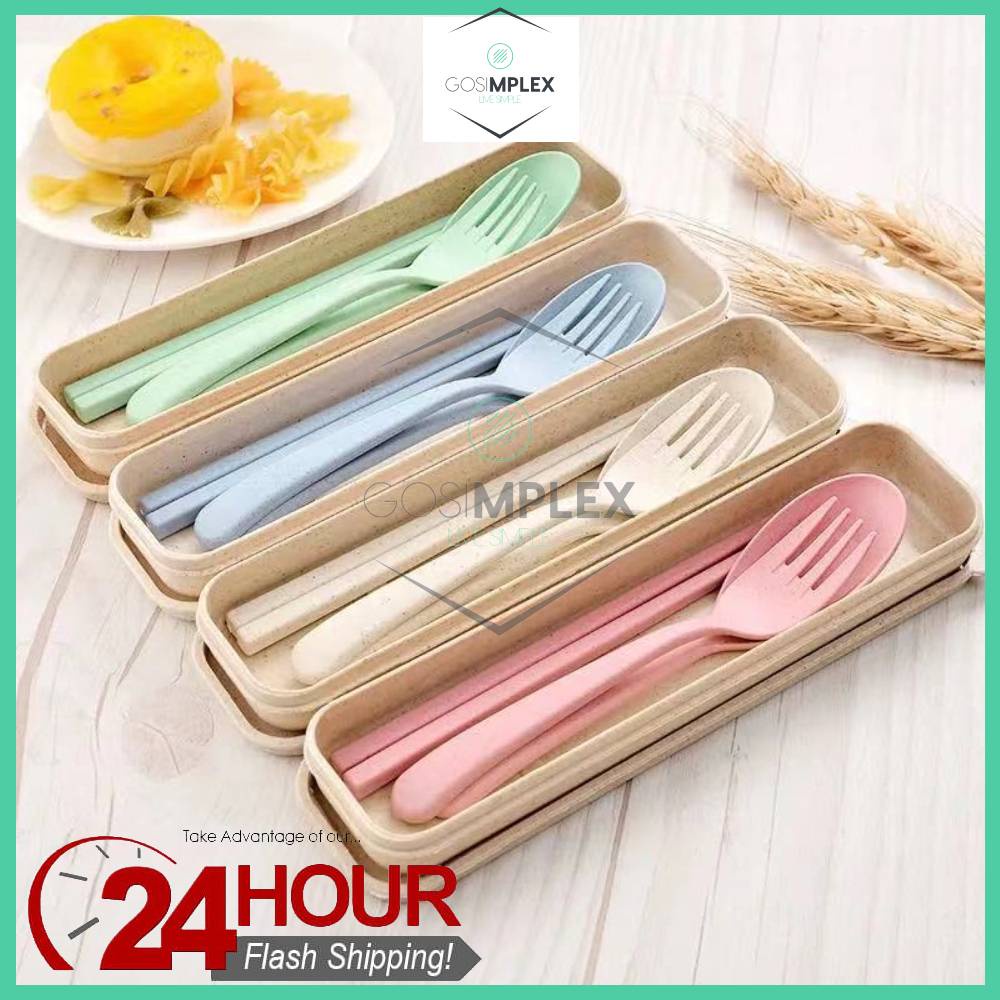 GoSimplex Cutlery Set Portable Spoon Folk Chopstick Wheat Straw Cutlery ...