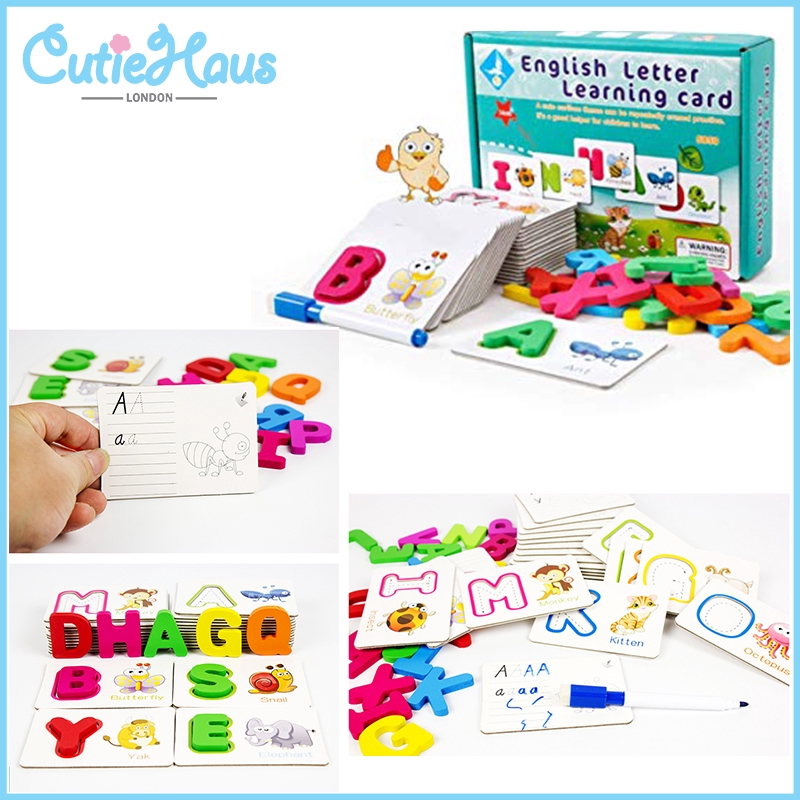 Baby Kids ABC Alphabet Letters Cards Animals Shape Colors Cognitive Toy Gift