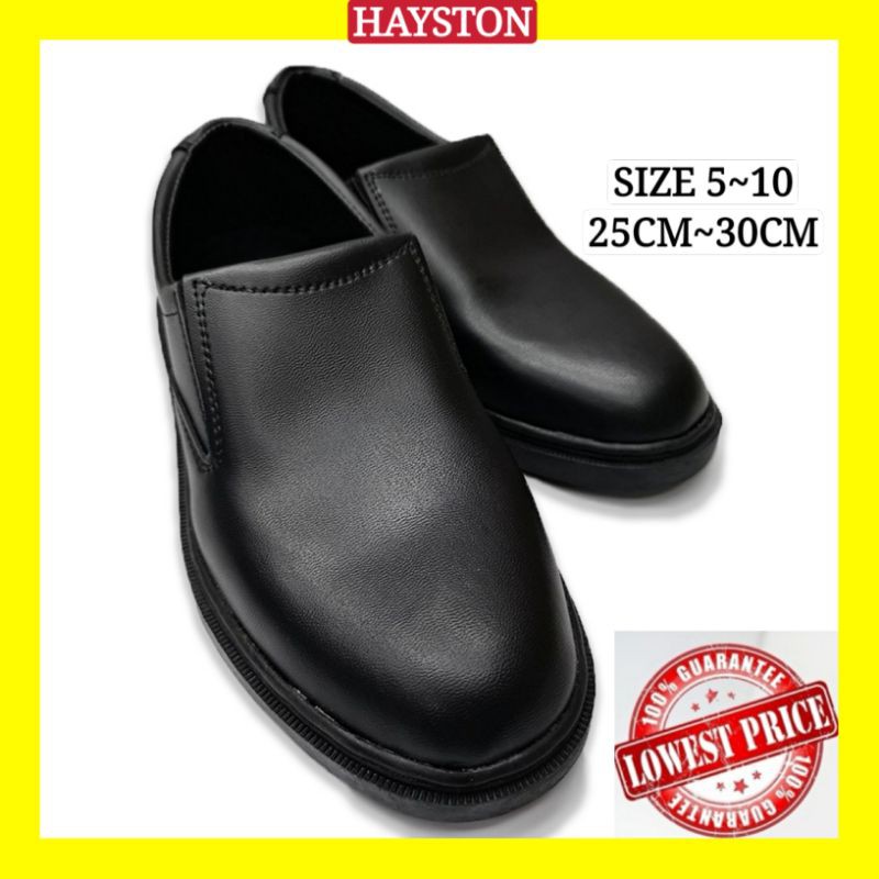 KASUT SARUNG PVC PU LEATHER | Black SLIP-ON PVC Leather OFFICE | Men ...