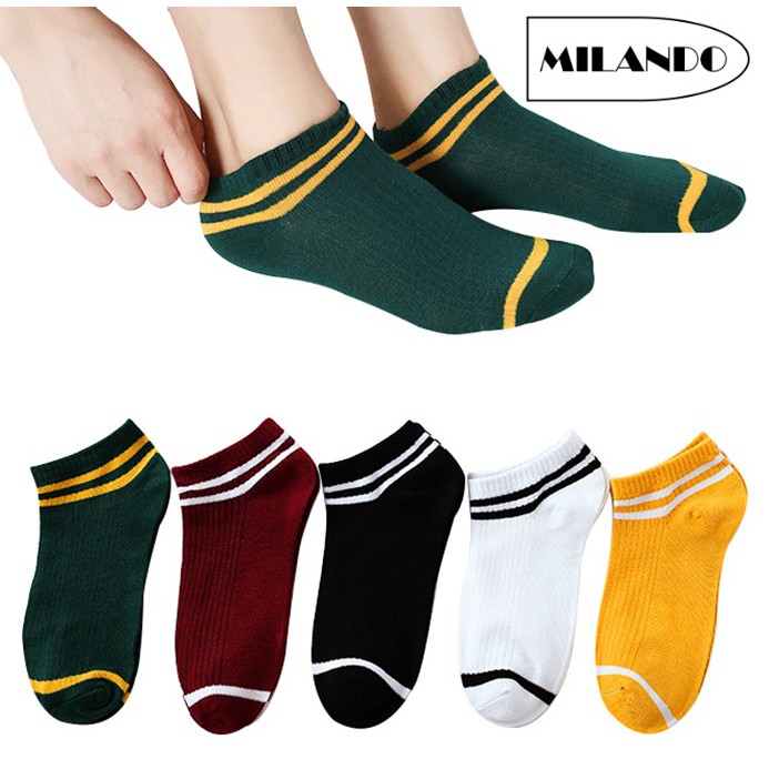(5 Pairs) MILANDO Unisex Low Ankle Sport Cotton Men Women Ladies Socks Sock Type 6