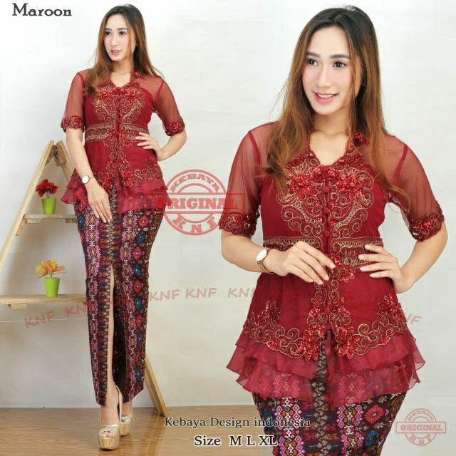 Kebaya Tile Payet Double Set Rok Span Belah Size M L Xl Rok Free Size Fit To Xl