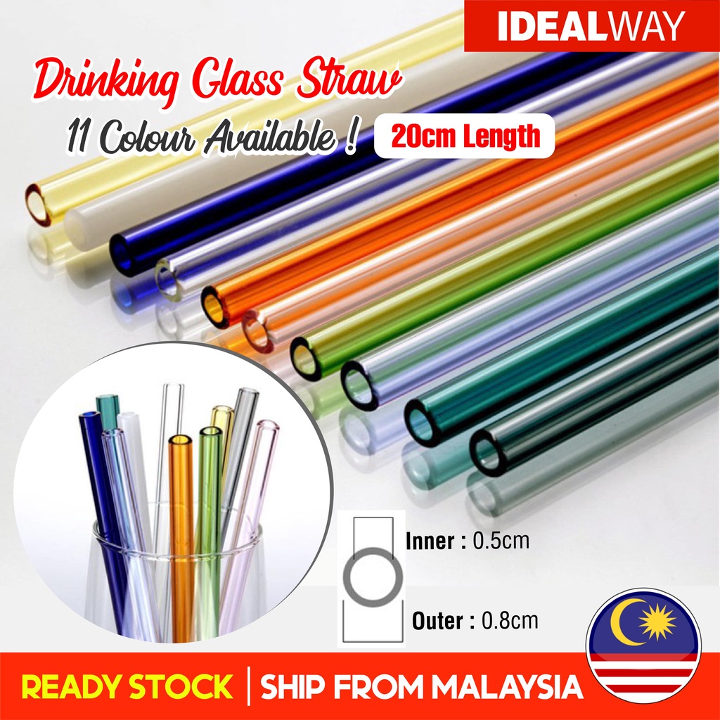 Idealway Reusable Washable Glass Straw 20cm Eco Friendly | Drinking Straw Colorful Heat Resistance Straw Minum 玻璃吸管