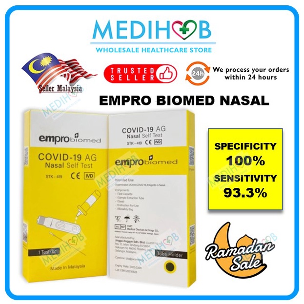 Empro Biomed Covid-19 Nasal Self Test Kit 1s/5s EXP 1/3/2023 | Shopee ...