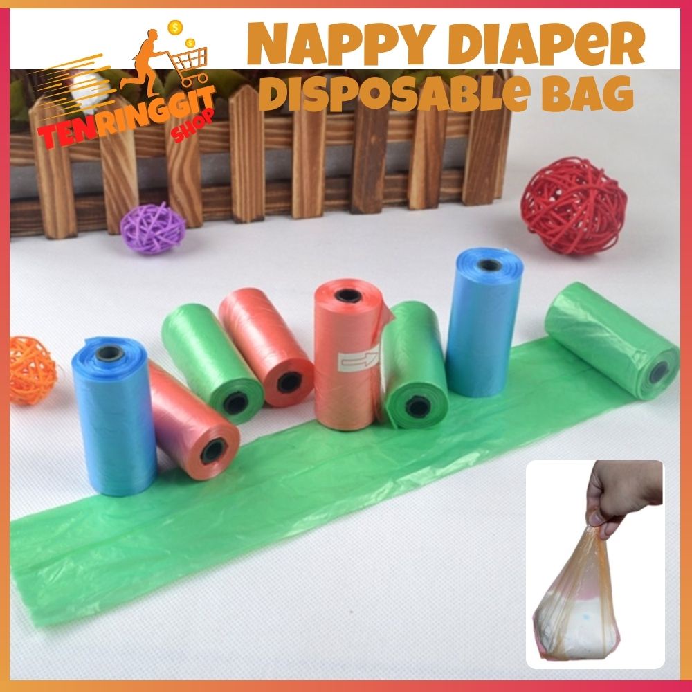 Mini Garbage Bag 15pcs per Roll Refill Portable Disposable Nappy Diaper