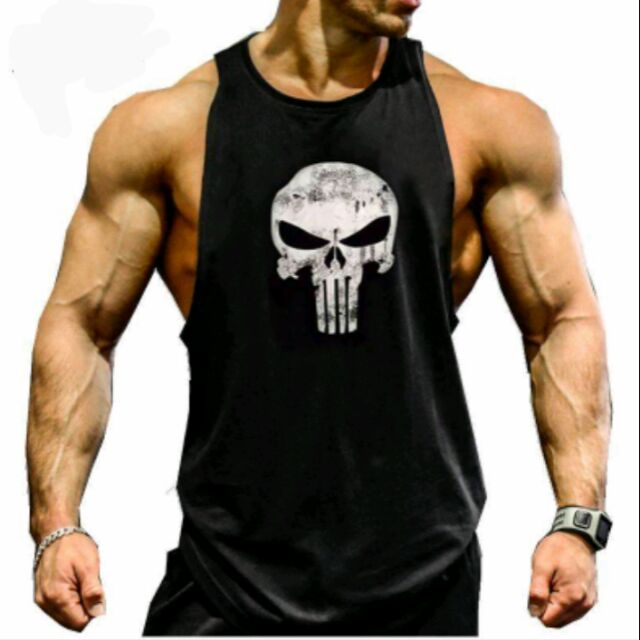 PUNISHER Singlet Tank Men Gym Shirt Fitness Workout Bodybuilding.100%cotton
