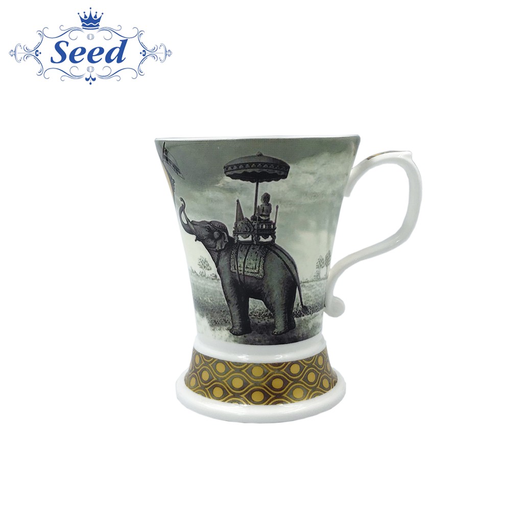 [Ready Stock] Fine Bone China Mug Thai Elephant Tea Cup Germany Quality