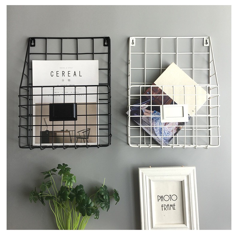 Hanging File Holder Wall Mounted Metal Mesh Basket Wire Rack Shelf Office Folder Organizer With Name Tag Slot Ee Malaysia - Wall Mount File Holder Metal