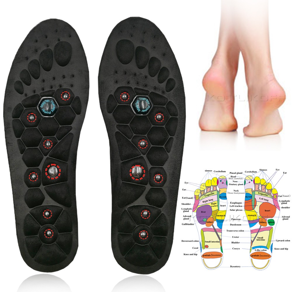 KOBWA Magnetic Massage Insoles Massage Insoles Health Foot Magnetic Therapy Massage Insoles Shoe/Boots Pads for Men Women 