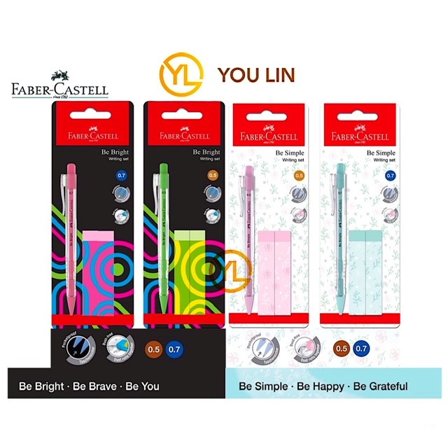 FaberCastell Mechanical Pencil Be Bright + 2 erasers set / Be Simple
