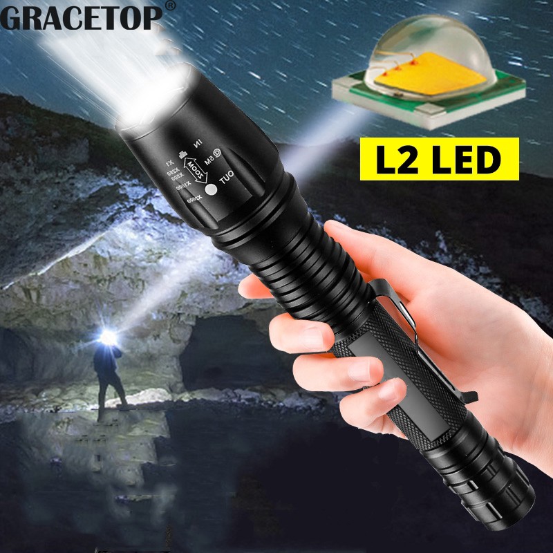 Tactical Outdoor LED  Lamp Flashlight Torch 90000LM Zoomable 5 Modes 186*50 US 