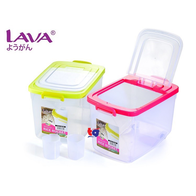 LAVA Rice Bucket with Measuring Scoop / Rice Dispenser / Bekas Beras 12 kg