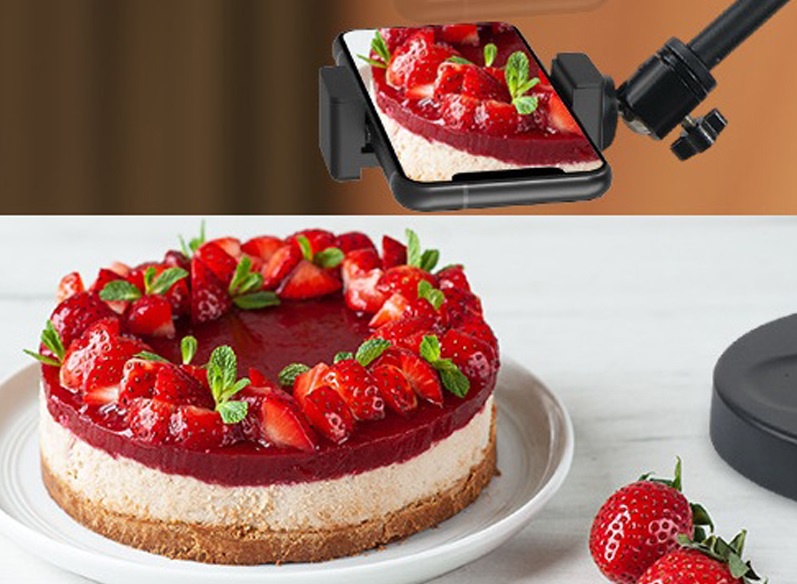 Overhead Phone Stand for Video Shooting With LED Fill Light Desktop