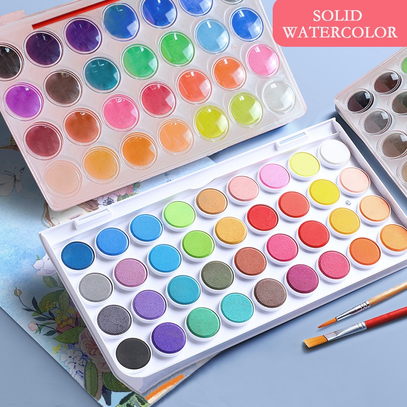 12/16/28/36 Colors Portable Solid Watercolor Paint Set Water Color