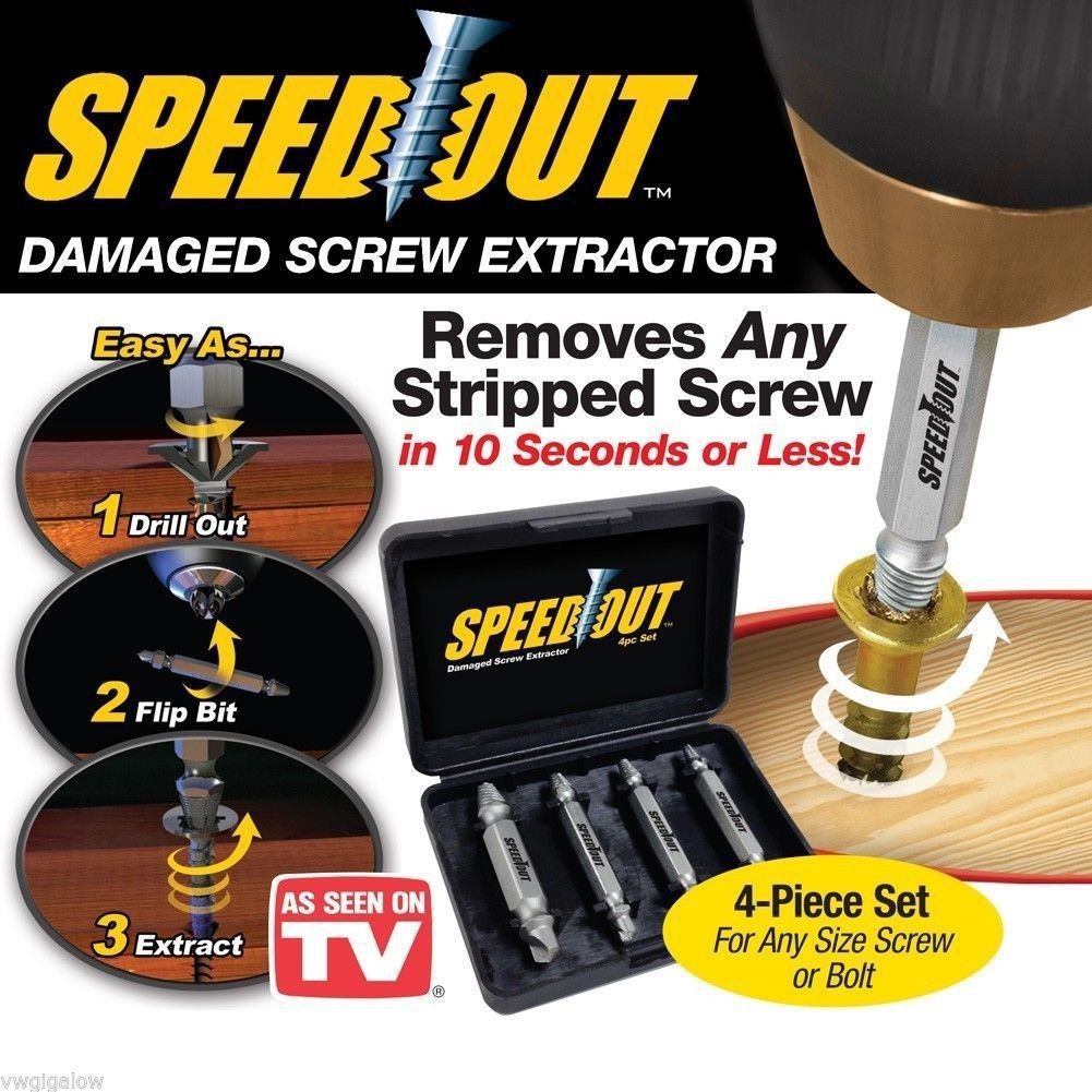 4pc Screw Extractor Drill Bits Guide Set Broken Damaged Bolt Remover Speed Out