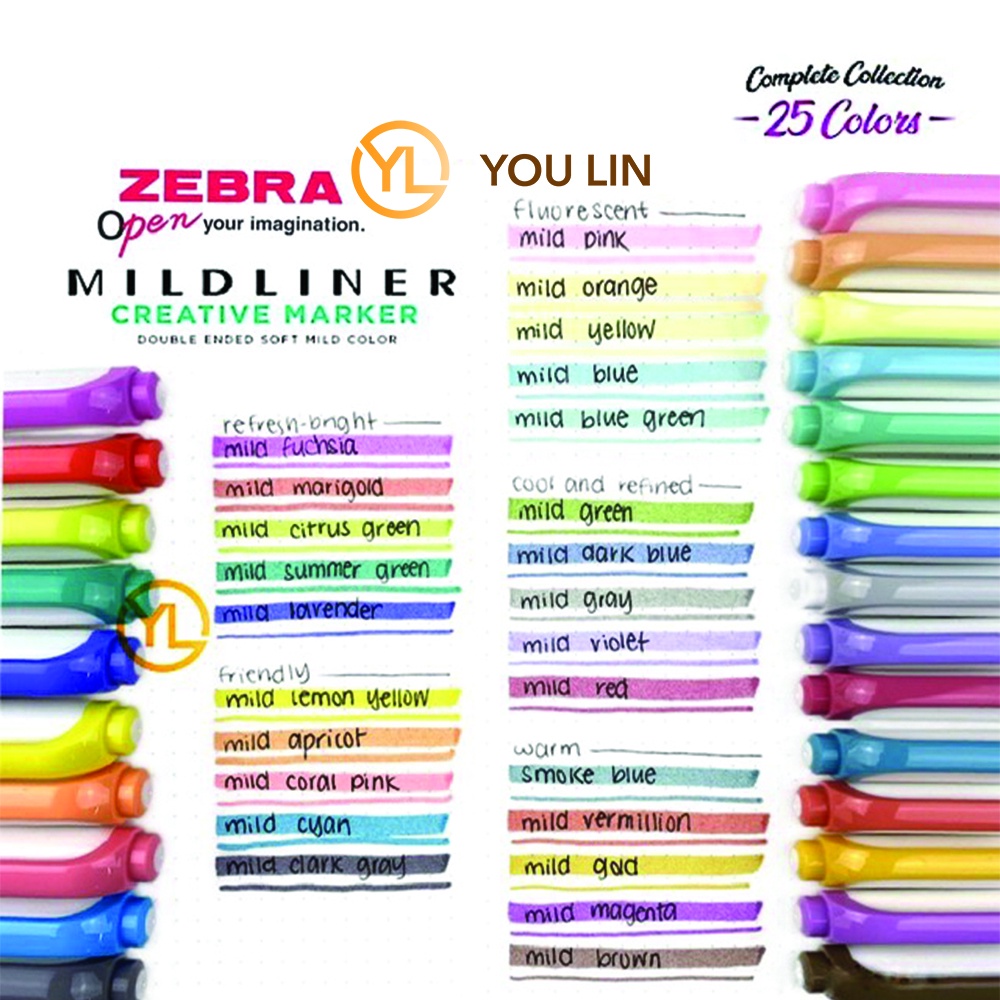 Zebra Mildliner WKT7 New Highlighter, Double Sided Highlighter, Fine