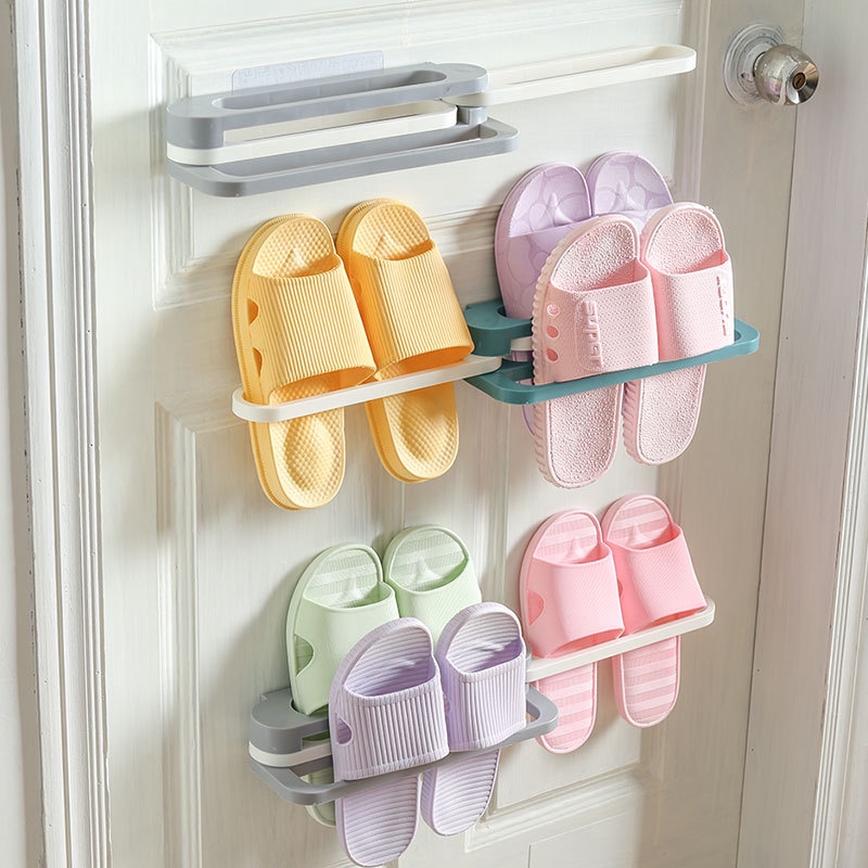 F418 Folding One Change Four Shoe Rack Household Wall Hanging Shoe Rack Toilet Door Drain Shoe Rack Slipper Rack Shopee Malaysia