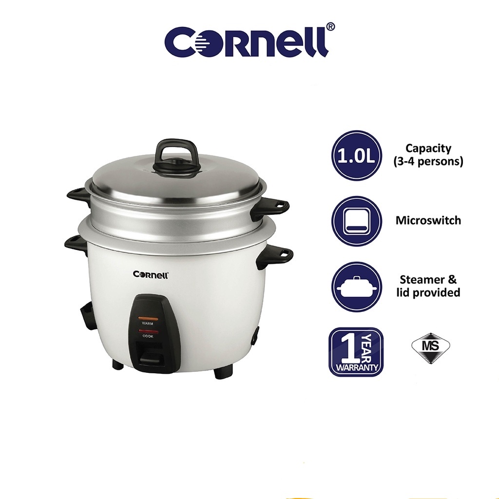 Cornell CRCCS102ST 1.0L Conventional Rice Cooker with Steamer/ Periuk