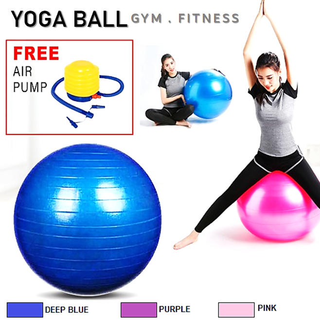 【FREE Air Pump】Yoga Fitness Slimming Ball Exercise Ball Gym Anti-Burst 65cm