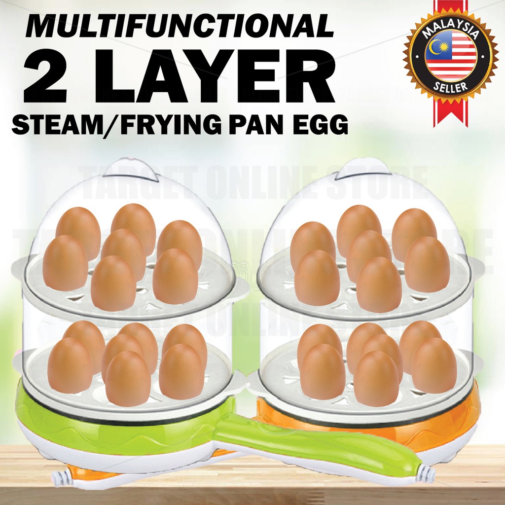 Multifunctional Double Layer Mini Electric Frying Pan Egg Grill Steam/Periuk Mengukus Telur