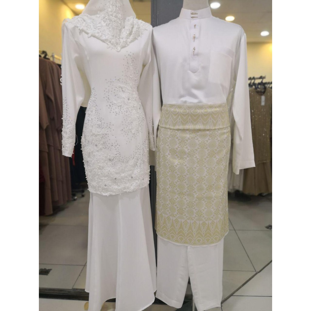  BAJU  KURUNG  MODEN NIKAH DAN BAJU  MELAYU  OFF  WHITE  N 103 