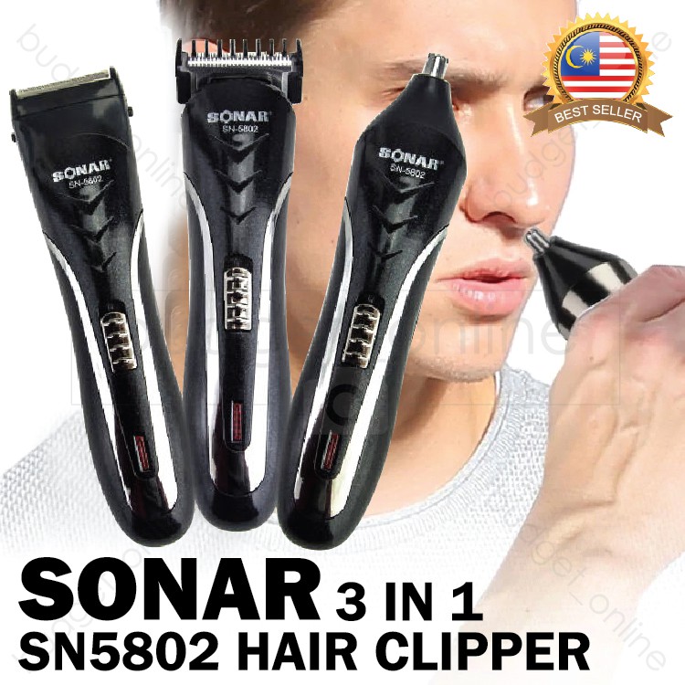 3in1 Sonar Professional Hair Trimmer Clipper Shaver Head Nose