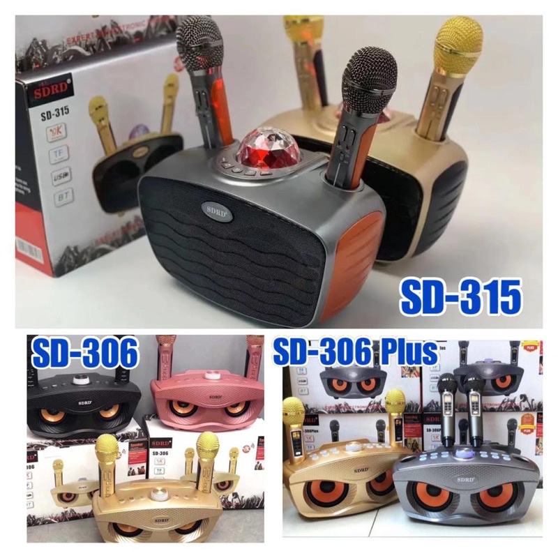 🇲🇾*Ready Stock* Speaker Karaoke SDRD SD-315/306/306 Plus Wireless Bluetooth Dual Microphone Karaoke Portable Speaker