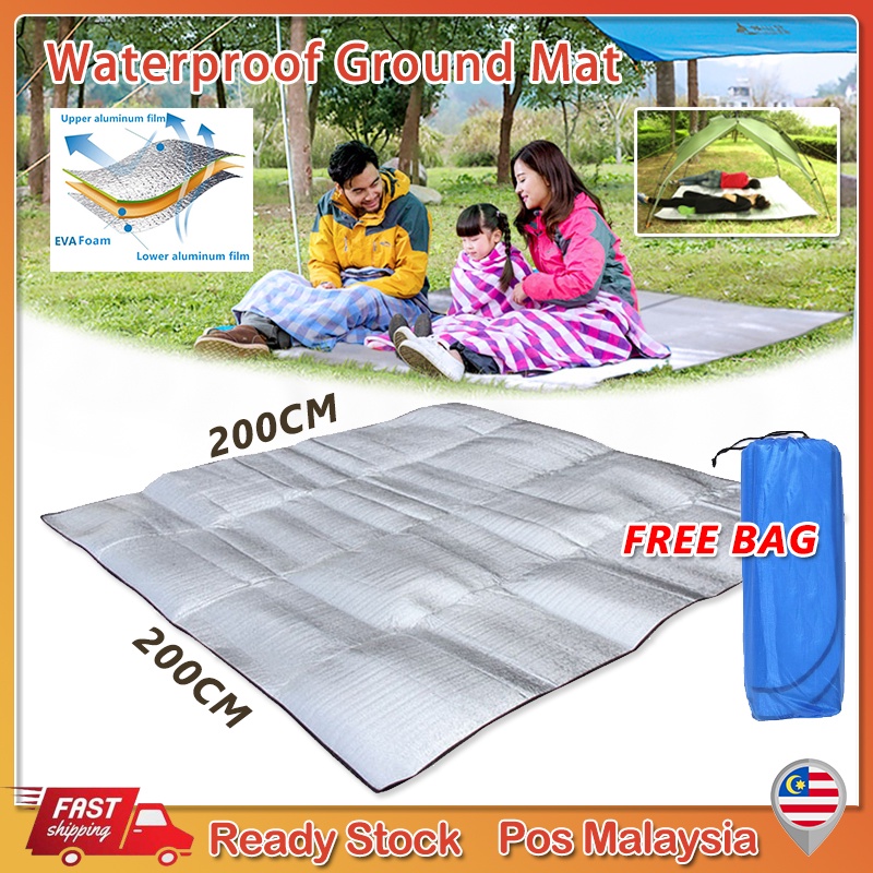 Waterproof Ground Mat Camping Double Sided Aluminium Foil Tikar Outdoor Hiking Beach Picnic Mats Sleeping Pad Blanket