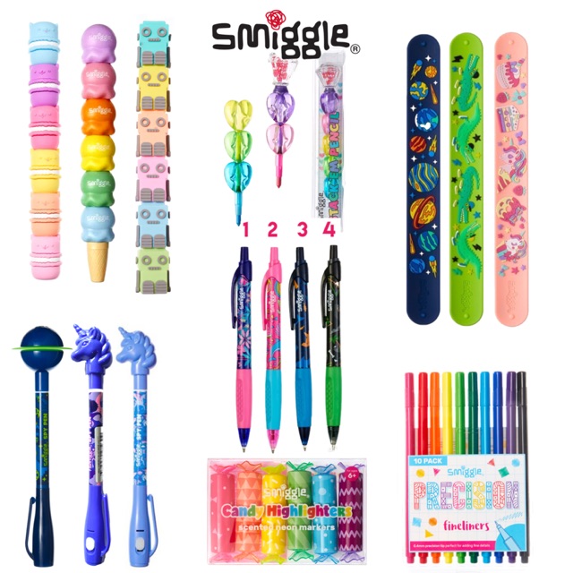 Smiggle Stationery Spy Pen Color Pencil Hoghlighter Eraser Sharpener