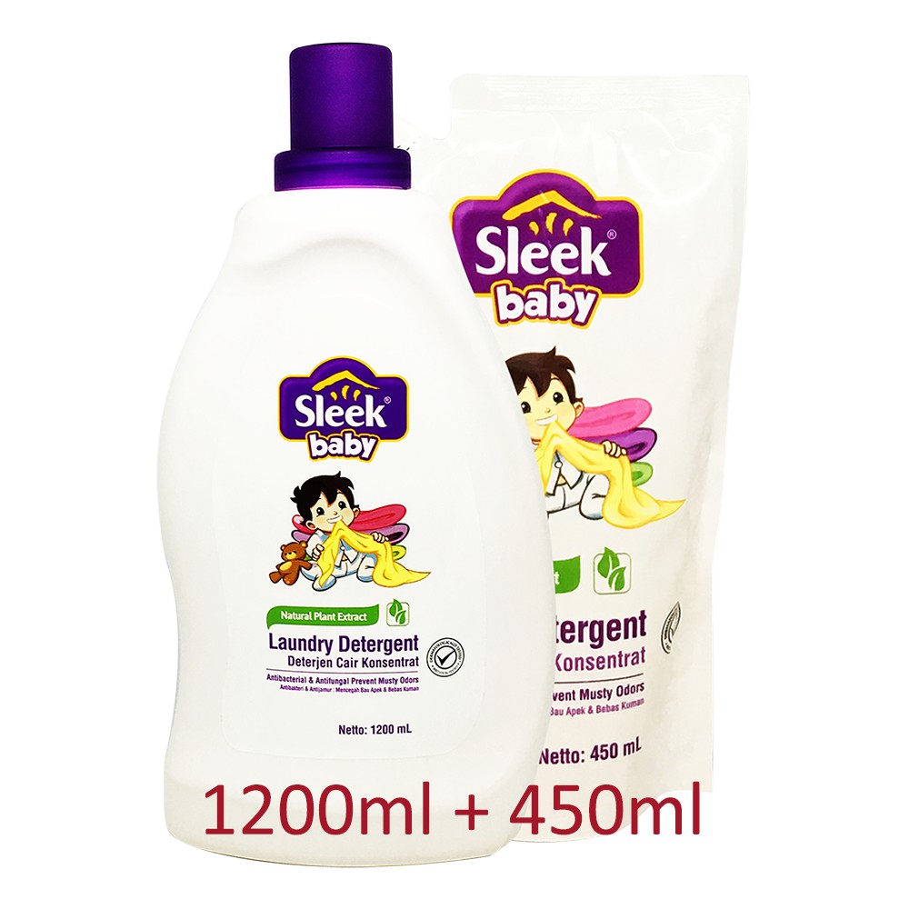 Sleek Baby Laundry Detergent 1200ml + 450ml | Shopee Malaysia
