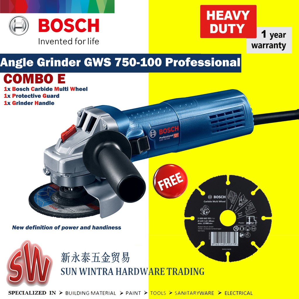 COMBO Bosch Angle Grinder GWS750100 Professional c/with 1x Bosch Multi