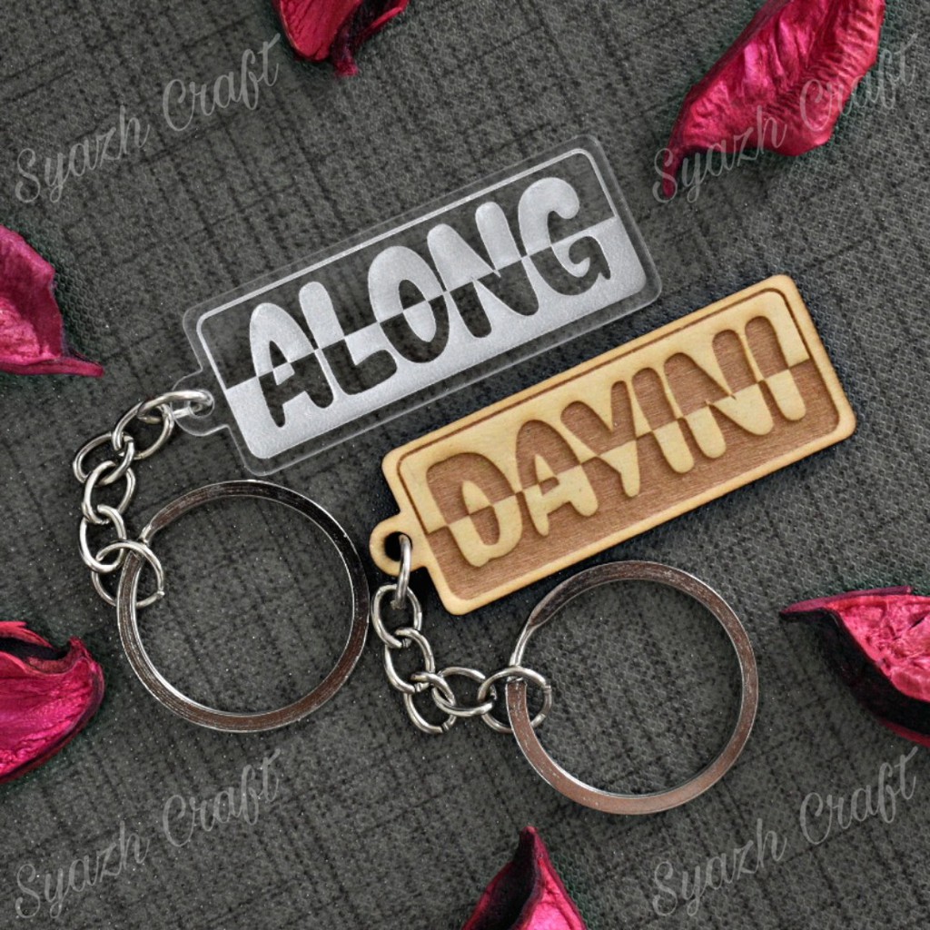 Keychain Tulis Nama Wood Aretu