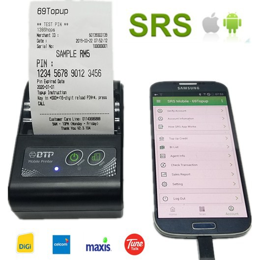 SRS Thermal Receipt Printer Bluetooth Topup Pay Bill for IOS/Andorid | Shopee Malaysia