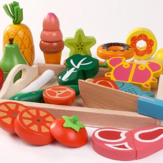 wooden cutting fruit and veg