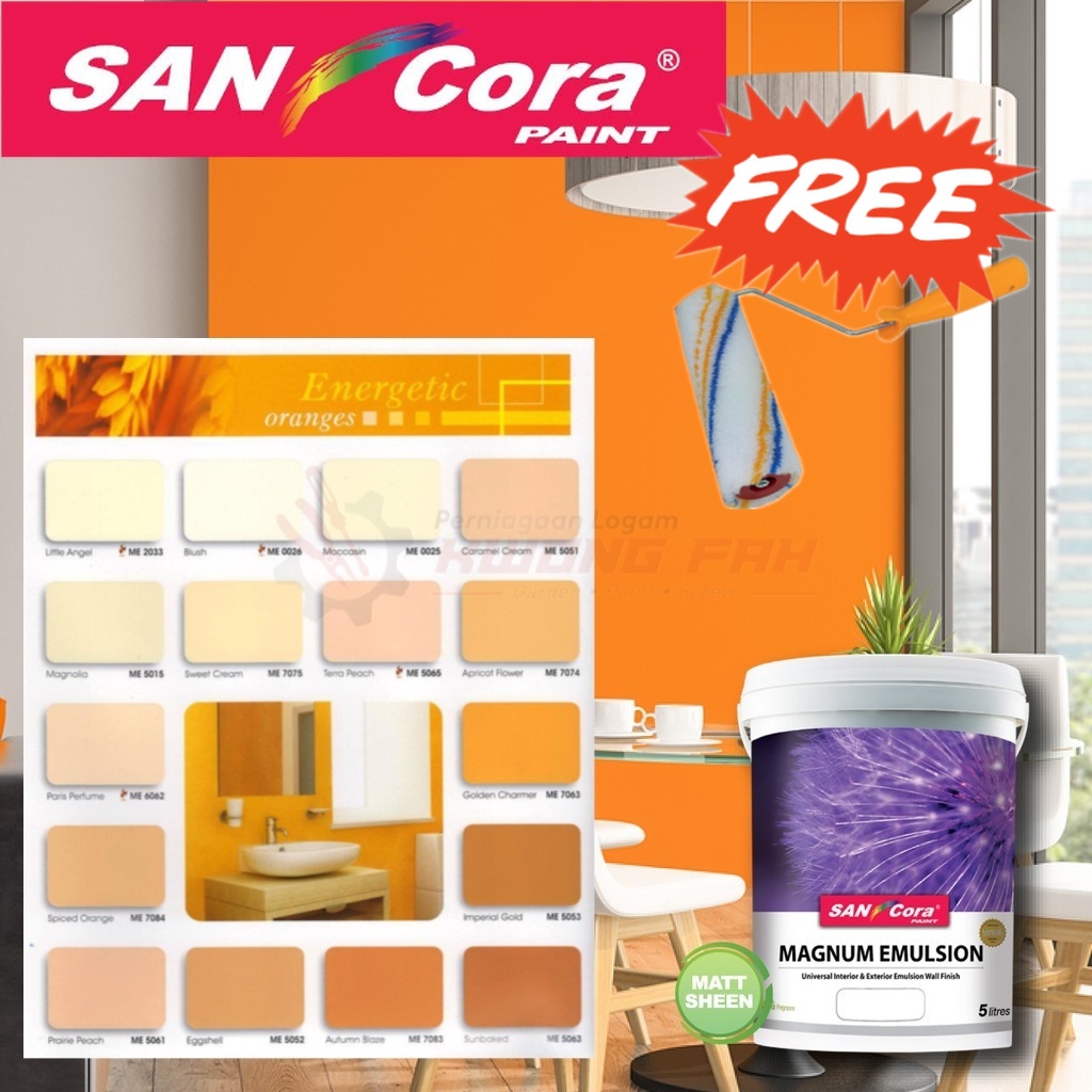 (5 Liter) SANcora Paints Magnum Emulsion Interior (Orange) | Shopee ...