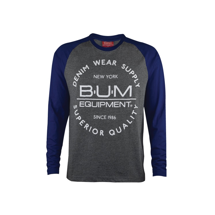 BUM Equipment Men Round Neck Tee L/S (DK GRE)