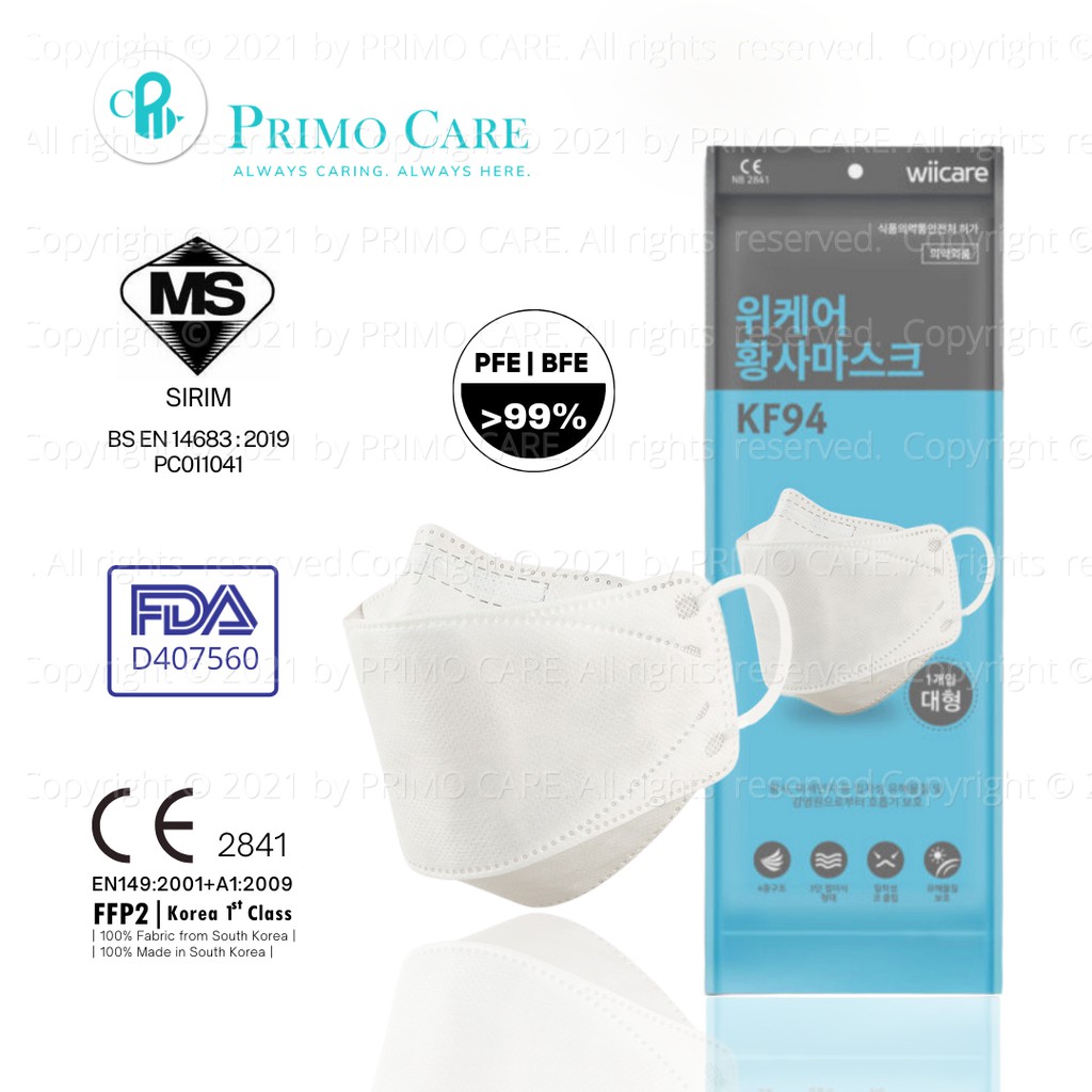 FACE MASK WIICARE KF94 [1 PIECE]/SIRIM/FDA /CE /KFDA Primo Care