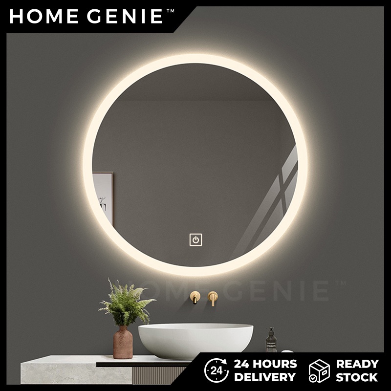 Smart LED Light Mirror Wall Mirror Vanity Makeup Bathroom Lampu Cermin Solek IKEA Mirror Bilik Mandi by Home Genie