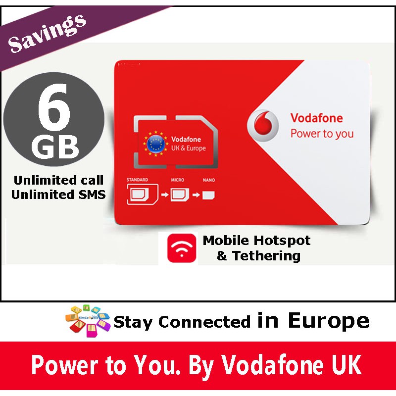 vodafone europe travel sim card