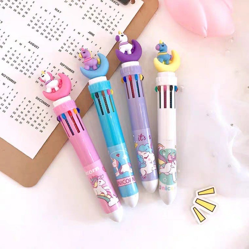 10 Colours Korean Creative Cute Cartoon Unicorn Moon Ballpoint Pen ...