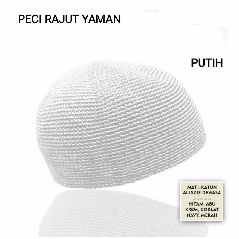 PUTIH White Special Turkish Knitted Cap |Hajj Songkok |Skullcap