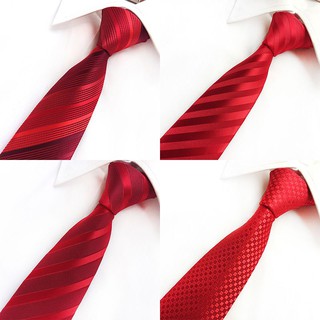 ✨Ohlala ✨Red Classic Striped Ties For Men Casual Jacquared Neckties