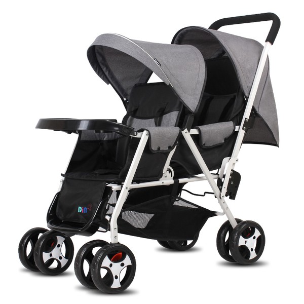 Twin Double Stroller for TWO Kids Recline Stroller Front Back