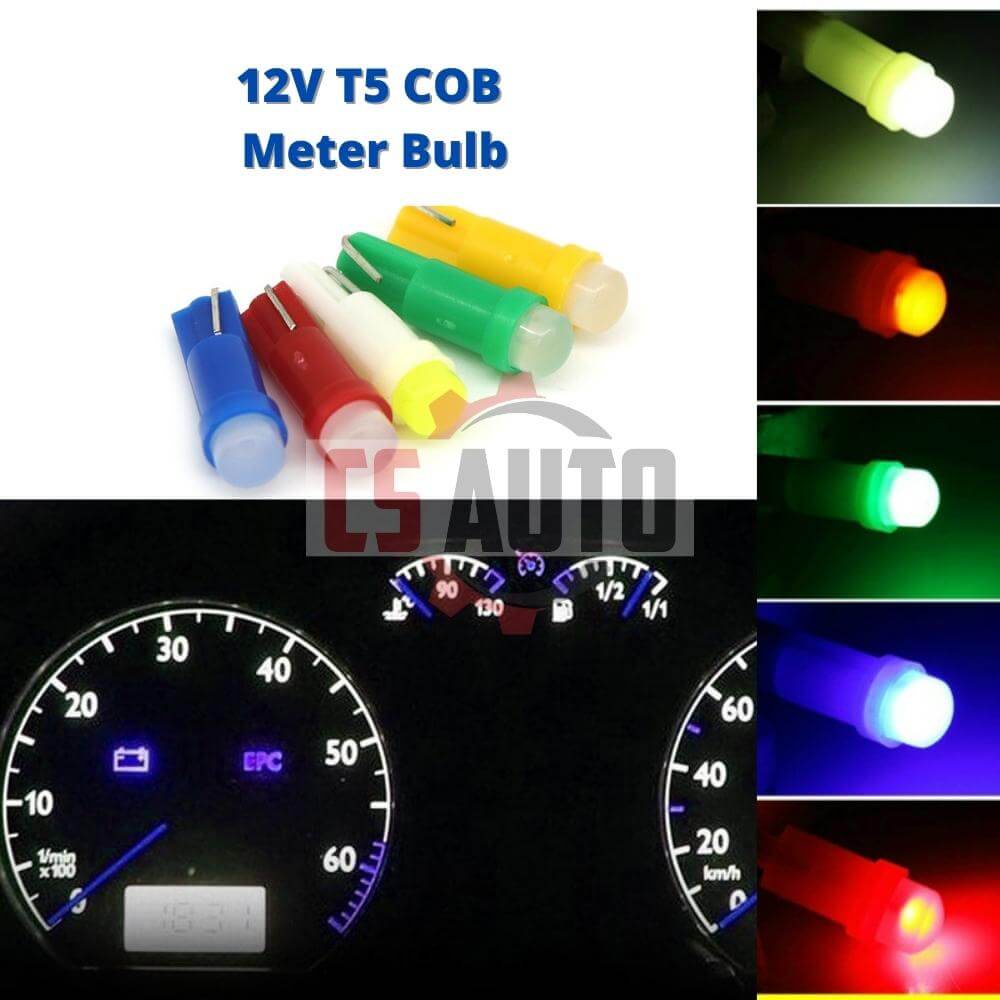 2pcs x T5 COB Bulb Car LED Dashboard Light Lamp Lampu Kereta 12V 1smd White Purple Ice Blue Green Red Yello[Ready Stock]