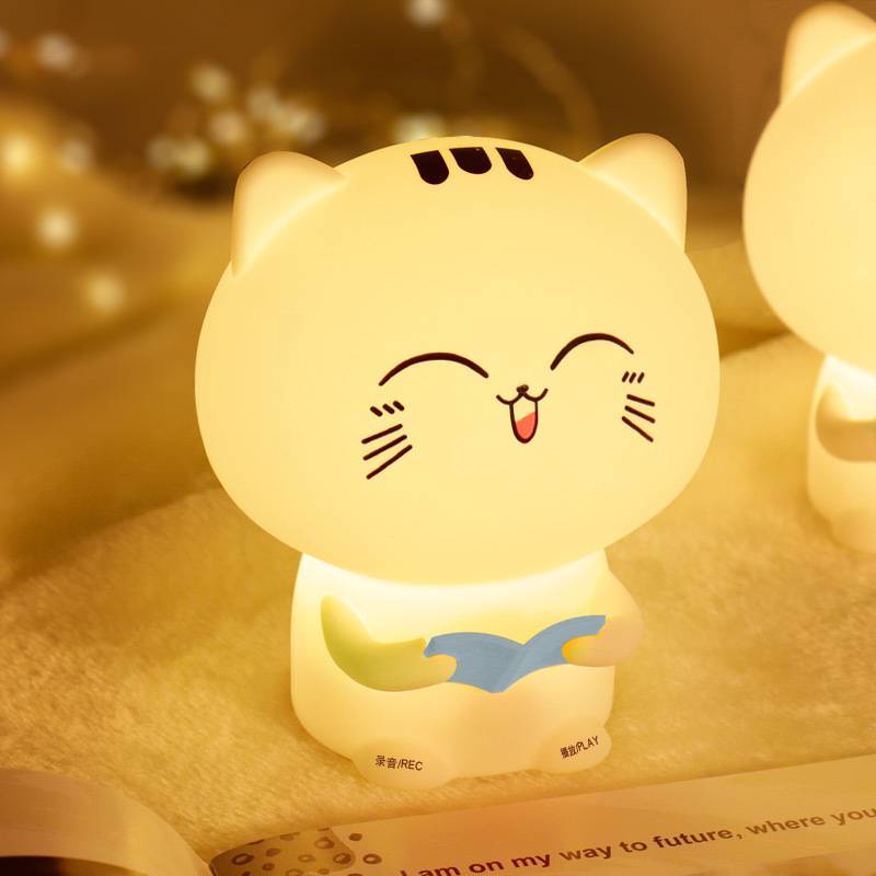 Voice Recording Cute Cat Table Night Lamp for Children Lampu Budak