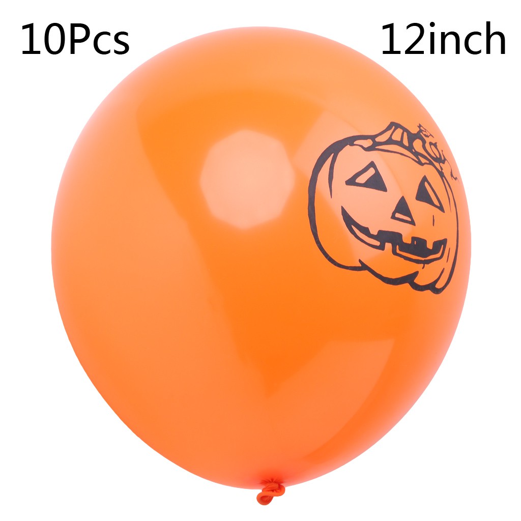100Pcs Halloween Balloons Black Orange Spooky Decorations Cobweb Pumpkin Party
